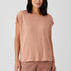 Eileen Fisher organic linen peach square top.